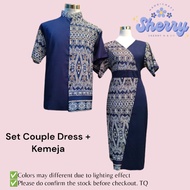 Fast Selling Christmas Theme Set Couple Baju Kemeja Dress Corak Pua Kumbu Borneo Motive Sarawak