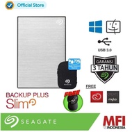 Seagate New Backup Plus Slim 2TB External Hardisk USB 3.0 Silver Free Pouch &amp; Baseball Cap