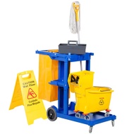 Hotel Cleaning Trolley Cart Multi Purpose Heavy Duty Janitorial Cleaning Cart with Waterproof Oxford