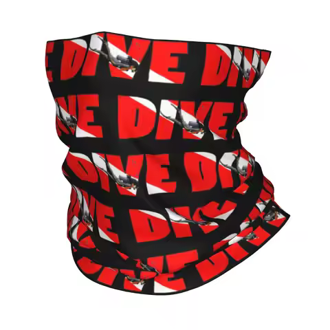 Scuba Dive Flag And Diver Winter Headband Neck Warmer Men Women Hiking Camping Tube Scarf Diving Lov