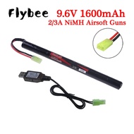 9.6V Airsoft Battery 1600mAh 2/3A 9.6v NiMH Stick Battery with Mini Tamiya Connector for AK47 MP5K R