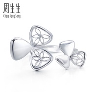 Zhousheng Lace Happiness Clover Pt950 Platinum White Gold Ring Female 87485R