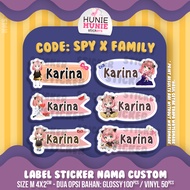 Custom Name Label Sticker - Spy X Family - SpyX Name Sticker