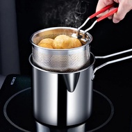 Deep Frying Pot Small Deep Fryer Stainless Steel Frying Pot for French Fries Chicken with Strainer Basket Cooking Pans Kitchen