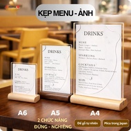 Rectangular base menu clip, high-end restaurant menu, Natural Wood Menu Stand A4, A5, A6