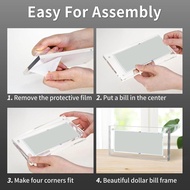 [lzdjlmy2ua] Magnetic Acrylic Dollar Bill Display Frame Sturdy Holder Transparent Organizer for Coll