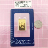 Murni Mewah Emas999.9, Gold Bar Pamp Gold Bar Bunga Rose G10 Gram 1576 1.6 cm Pd H74778