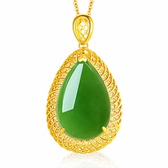 Young Twisted Plated Gold Inlaid with Jade Pendant Female Hetian Jade Pendant Jade Pendant Jasper Ro