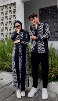 baju tenun couple toraja hitam - dress tenun toraja hitam - set couple pasangan kondangan - tenun co