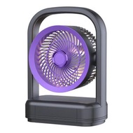 桌面壁掛電風扇帶燈光空氣循環扇（灰紫色）
