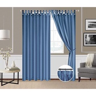 Linen Home Stripe/Solid Blackout curtain, Blue, 160x235cm