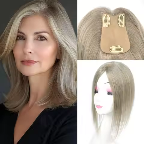 Brazilian Real Human Hair Topper 7x11cm 12 Inch 30cm Clip in Hair Pieces for Women Daily Wear Hair R