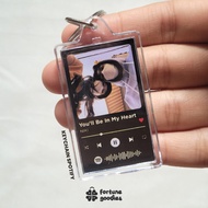 GANTUNGAN Spotify Acrylic Keychain Custom Photo Song | Custom Song BarcodeKeychain with Writing