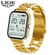 LIGE Women smart watch Bluetooth call full touch screen smart watch sports health monitoring stainle