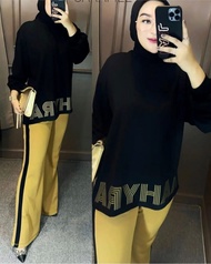 VanesShop Setelan Wanita Muslimah Tunik Motif Celana Kulot One Set Atasan Syari Katun Big Size Mayra