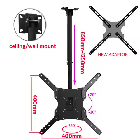 DL DLC-201AL Steel 400X400 46inch 50 inch 15 tilt up down tv wall mount lcd ceiling bracket led stan