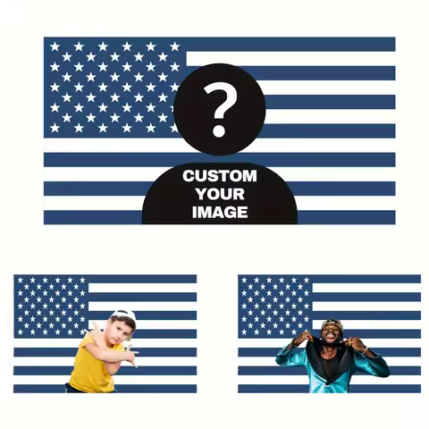 Custom US Flag With Your Image, 3x5 Blue American Customization Banner Using Indoor and Outdoor for 