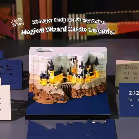 2025 3D Castle Paper Sculpture Desk Calendar Magic Castle Yearly Organizer Sticky Notes to do list M