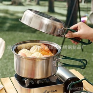 Outdoor Combination Steamer Kettle Set Pot Stainless Steel Pot Picnic Camping Outing Folding Portabl