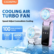 100 Gear Mini Turbo Fan with Cooling Effect 6000mAh Portable Fan Strong Wind Rechargeable Fan