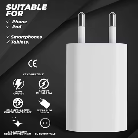 1/3/5Pcs EU Plug USB Wall Charger For iPhone iPad Samsung Xiaomi Huawei Honor Universal 5V 1A Mobile