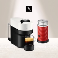 【臻選厚萃】Nespresso Vertuo POP 膠囊咖啡機 雲朵白+紅色奶泡機