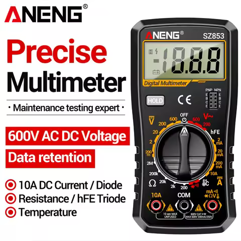 ANENG SZ853 Digital Multimeter Voltmeter 1999 Counts AC DC Voltage Current Resistance Temperature Te