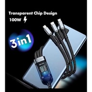 HP 3 in 1 Multifunction Data Cable 3 in 1 Fast Charging Data Cable – Support Android & iphone chase 