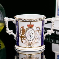 王者之風Royal Crown Derby女王1997年燦金臻享雙耳杯骨瓷馬克杯
