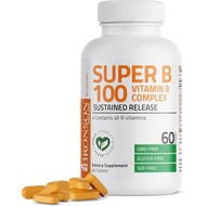 Bronson Super B100 Vitamin B Kompleks Pelepasan Berterusan Mengandungi Semua Vitamin B (Vitamin B1, 