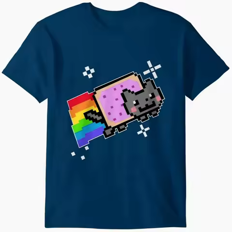 Nyan Cat Graphic Printing Summer Luxury Brand Cotton Men's and Women's T-Shirts Short Sleeves Street