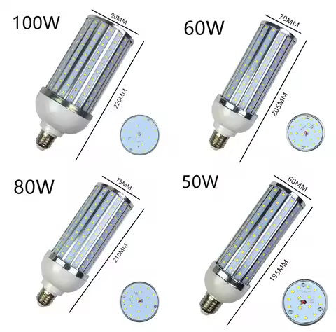 250W 200W 100W 80W 60W 50W 40W 30W25W LED Bulb Aluminum Shell Lamp 220V E26 E27 E39 E40 Corn Light S