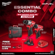 Milwaukee M12 FUEL 2 Units Essential Combo Kit Cordless Drill Driver Set Limited M12FPP2A2-402X