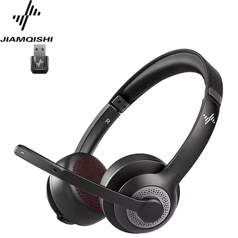 JIAMQISHI EH02 Bluetooth Headset with USB Dongle for Call Center Office Upgraded Wireless Headphones