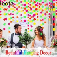 LEOTA Neon Fluorescent Garland, Rectangle 2m Round Pentagram Fluorescent Banner, Party Supplies Fluo