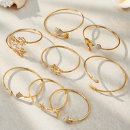 IQ3C Ocean Style 5A Zircon Thin Circle Open Bracelet Combination 18k Gold Plated Fashion Light Luxur