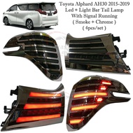 Toyota Alphard AH30 2015 - 2019 Led + Light Bar Tail Lamp With Signal Running ( Smoke + Chrome )