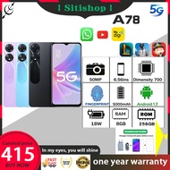 OPPC A78 Reno5 A56 A73 8GB + 256GB FULL SET 6.56Inc 5000 mAh TYPE C interface 50MP Android 12 FULL S