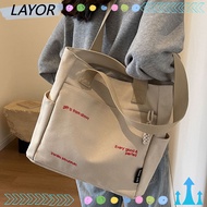 LAYORSG Canvas Shoulder Bag, Canvas Square Shape Student Book Bag, Large Capacity Student Bag