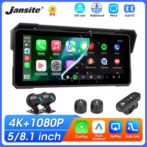 5/8.1 inch Motorcycle GPS Navigation Wireless Carplay Android Auto IPX7 Waterproof Moto Monitor Supp