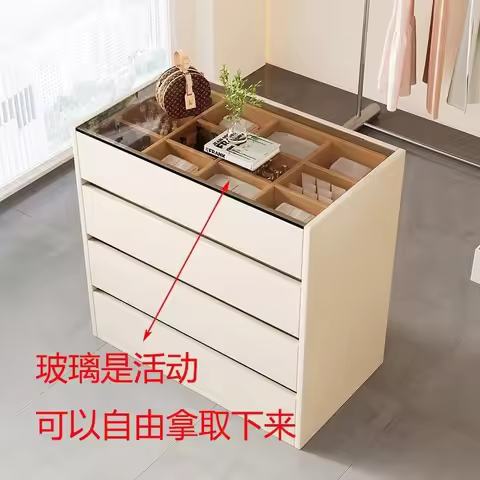 Jewelry, tempered glass walk-in closet cabinet, small floor-standing island display cabinet, display