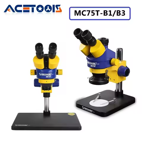 MECHANIC MC75T-B1 MC75T-B3 Industrial Trinocular Stereo Microscope 7-45X Continuous Zoom for Board P
