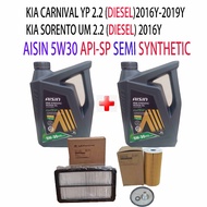 KIA CARNIVAL YP 2.2 2016-2019y SORENTO UM 2.2 OIL FILTER AIR FILTER+(2x 4L) AISIN 5W30 API-SP SEMI S