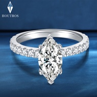 2ct Marquise Cut Moissanite Ring 6*12mm D Color VVSI Diamond Rings S925 Sterling Silver Engagement P