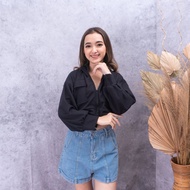 SL women's Jacket - Beatrix Oversize Crop Jacket for Women - Black bestseller send today soft sweate