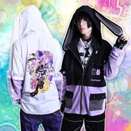 原創20周年紀念漁網假兩件兔耳朵連帽外套繪師空罐王聯名【JJ4074