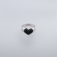 心形鴉青墨玉翡翠戒指