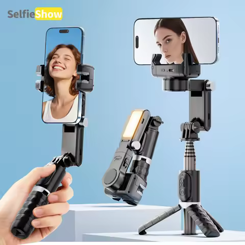 Selfieshow Q18 Following Shooting Mode Gimbal Stabilizer Selfie Stick Tripod with Fill Light for iPh