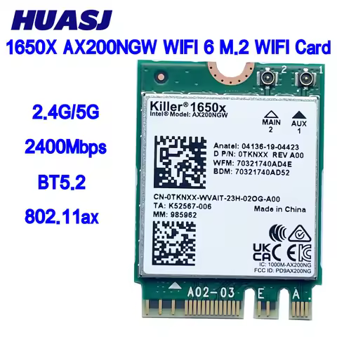 New Killer 1650X Intel AX200NGW Wi-Fi 6 2400mbps Dual Band Bluetooth 5.2 NGFF M2 card