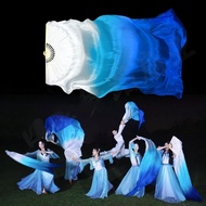 Blue Gradient Dance Fan Long Classical Dance Silk Fan